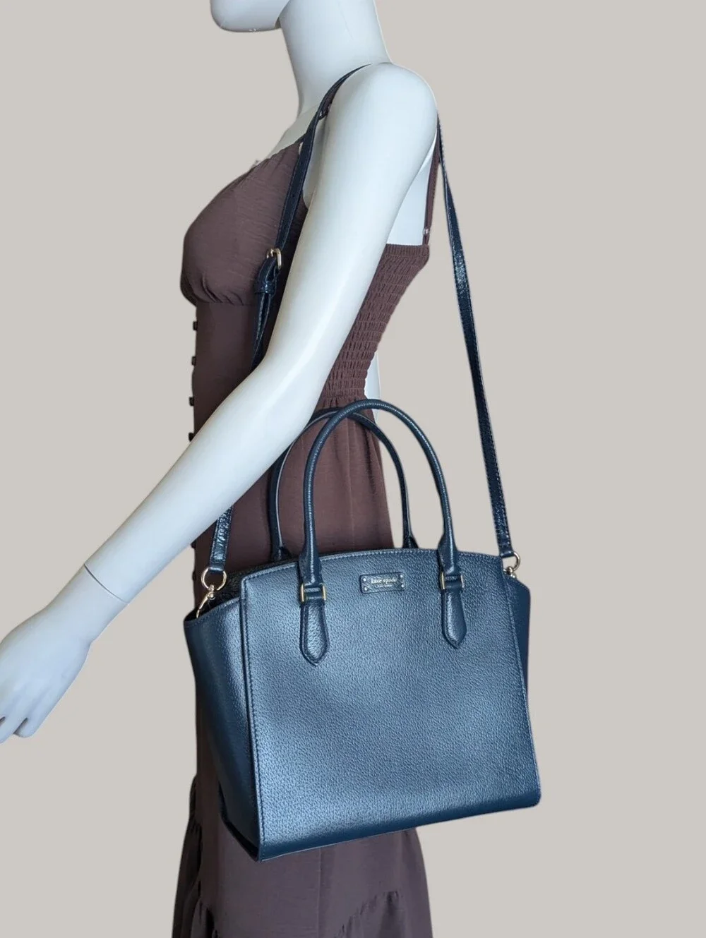 Kate Spade Blue Pebble Leather Satchel